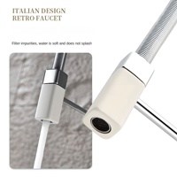Robinet de cuisine moderne minimaliste chaud-froid en cuivre à poser sur comptoir, à trou unique, avec cartouche céramique, rétractable omnidirectionnel