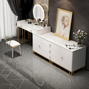 Último Diseño, Gran Venta: Tocador Esquinero con Taburete Redondo, <span class=keywords><strong>Precio</strong></span> Mayorista, Mesa de Maquillaje Blanco Crema para Vestidor en Venta - Product Image 4