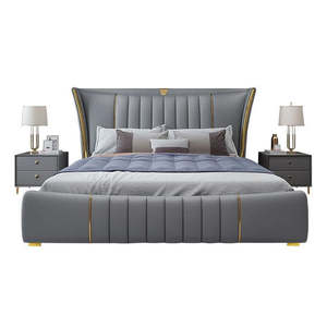 Cadre en bois massif <span class=keywords><strong>Lit</strong></span> double queen king size Tête de <span class=keywords><strong>lit</strong></span> rembourrée en <span class=keywords><strong>cuir</strong></span> <span class=keywords><strong>blanc</strong></span> <span class=keywords><strong>Lit</strong></span> de mariage laqué doux pour <span class=keywords><strong>lit</strong></span> haut-fermé - Product Image 6