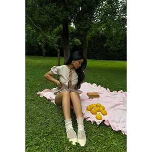 Completo due pezzi <span class=keywords><strong>Laura</strong></span> beige a quadri da <span class=keywords><strong>donna</strong></span>, top e pantaloncini in lana sopra il ginocchio, per inverno, estate e autunno - Product Image 4