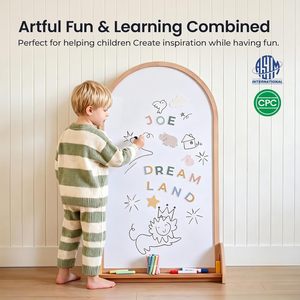 <span class=keywords><strong>Pizarra</strong></span> Magnética de Doble Cara para Niños Pequeños, <span class=keywords><strong>Pizarra</strong></span> Blanca, Caballete de Arte con Soporte de Arco de Madera, Área de Escritura de 22x405 Pulgadas, Letras de <span class=keywords><strong>Animales</strong></span> - Product Image 3