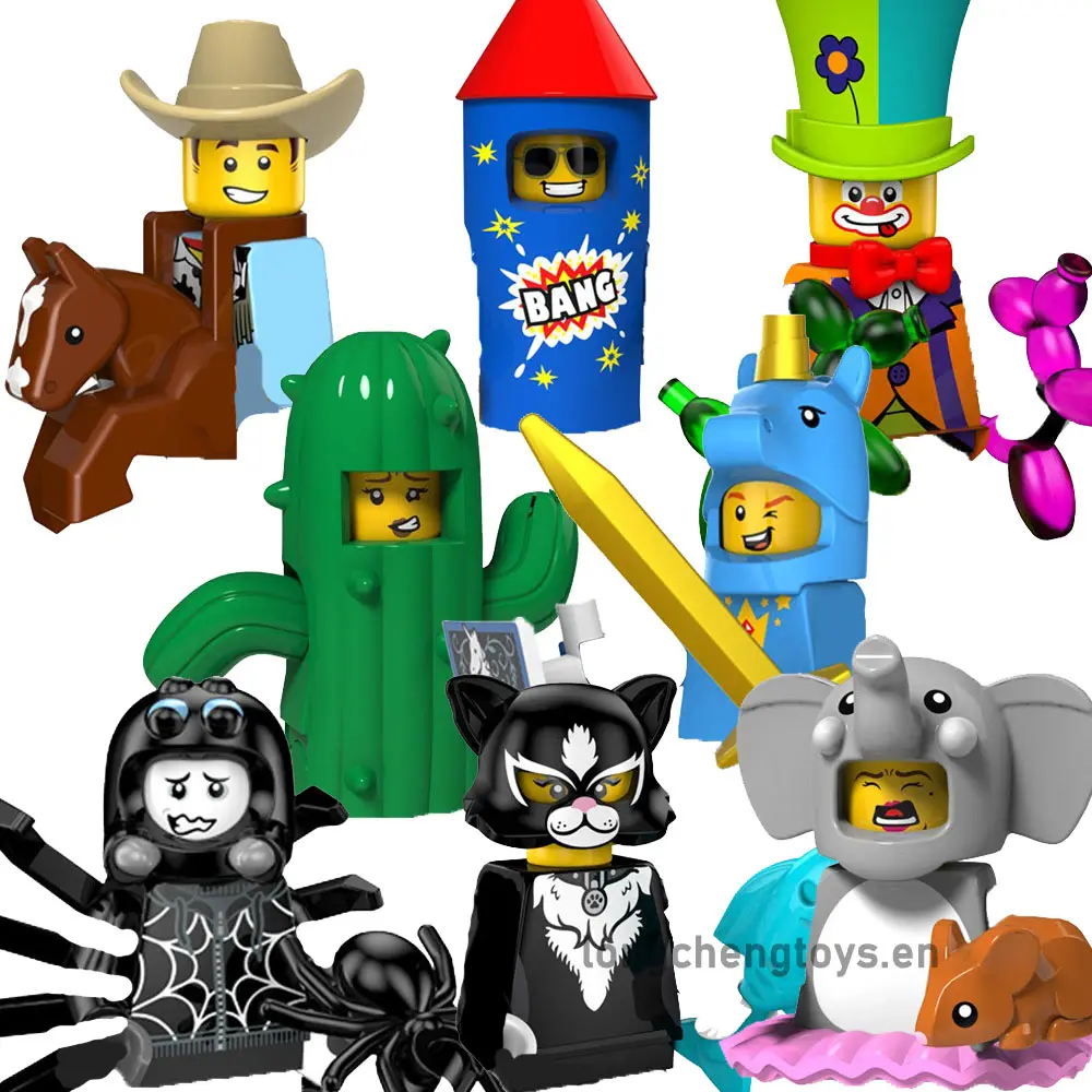 Desenhos animados Bombeamento Série Cowboy Fogos de Artifício Cactus Elefante Menina Building Blocks Figuras Para Crianças Brinquedos Juguetes PG8152