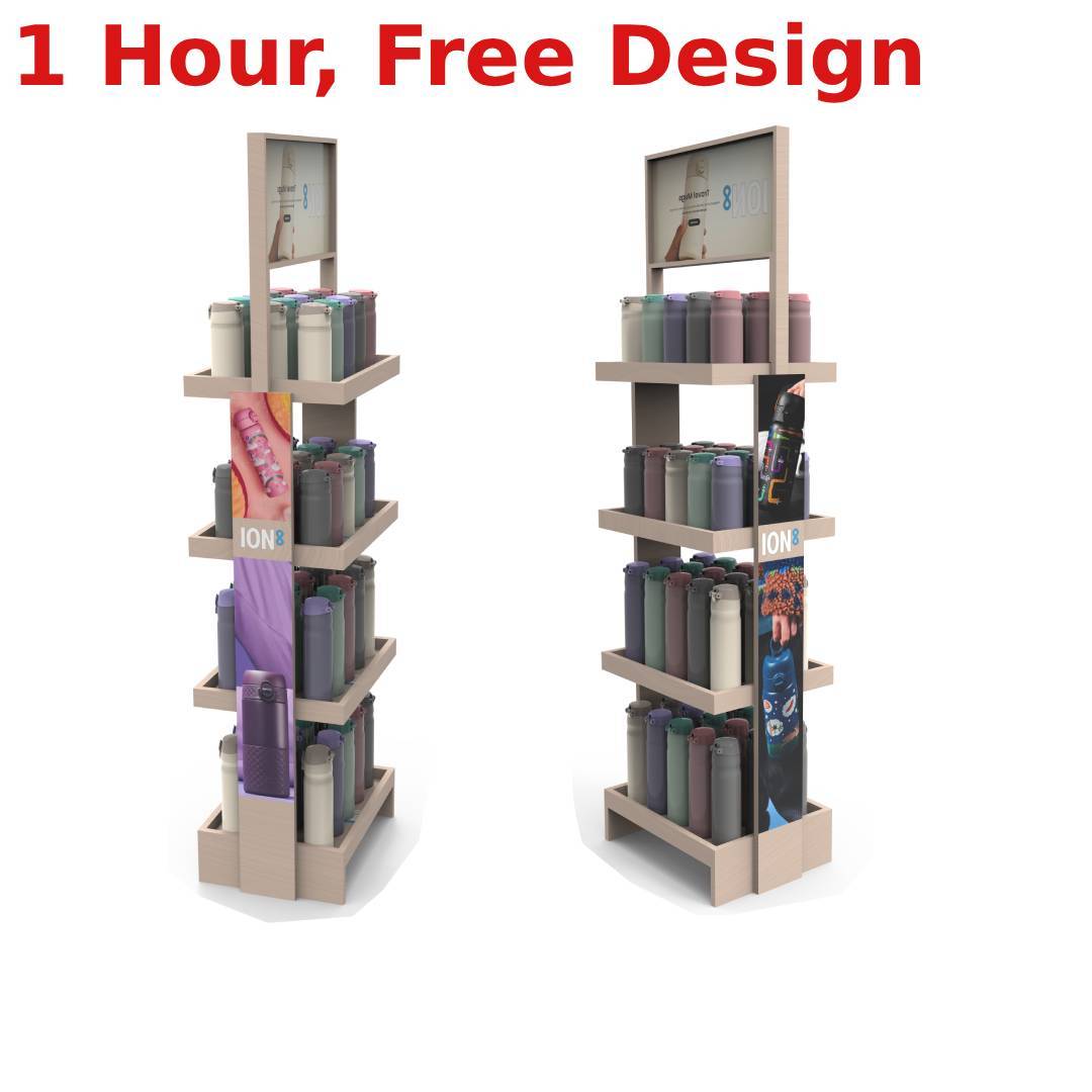 Customized Durable Wood Thermos Bottle Display Stand Supermarket Rack for Retail Shops & Supermarkets — view 3