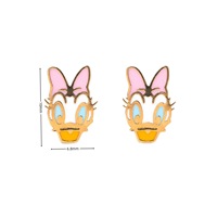 Boucles d'oreilles ZUOLA fines et mignonnes en forme de dessin animé, chien et Donald Duck, plaquées or 18 carats avec décoration en zircon coloré et goutte d'huile