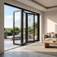 Porte pliante en aluminium à double vitrage trempé, moderne, pour séparation de pièce ou patio