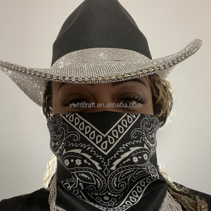 HLC RTS Glam Cowboy Rhinestone <strong>Hat</strong> Diamond <strong>Hat</strong> Headdress Sparkly <strong>Cowgirl</strong> Pink <strong>Hat</strong> for <strong>Bride</strong> Wedding Party Headwear Manufacturer - Product Image 3