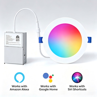 Spot LED encastré intelligent RGBCW de 4 pouces, 16 millions de couleurs, intensité variable, avec boîtier de jonction, compatible Alexa Google Home, certifié ETL