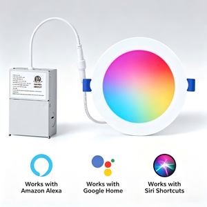 ไฟดาวน์ไลท์ LED RGBCW อัจฉริยะขนาด 4 นิ้ว 16 ล้านสี ปรับความสว่างได้ พร้อมกล่องเชื่อมต่อ ใช้งานร่วมกับ Alexa Google Home ได้รับการรับรองมาตรฐาน ETL - Product Image 1