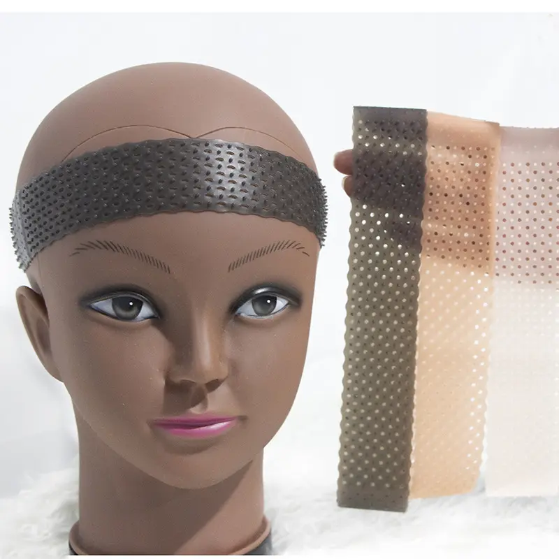 Bando transparan lembut memperbaiki rambut, pita elastis Non Slip silikon pegangan pita tahan aus Wig Hairband untuk Wig