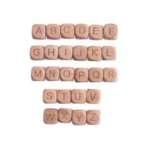 Perles en bois carrées de 12 mm, 100 pièces, perles alphabet A-Z pour bébé, perles à mâcher, accessoires pour chaîne de sucette - Product Image 6