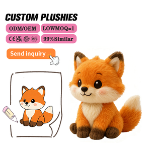 Peluche Personalizzato a Forma di <span class=keywords><strong>Volpe</strong></span> Cartoonesca, Imbottito in Cotone PP con Design Ricamato - Giocattolo Animale Piccolo e Raffinato per Avventure nella Foresta Pluviale - Product Image 1