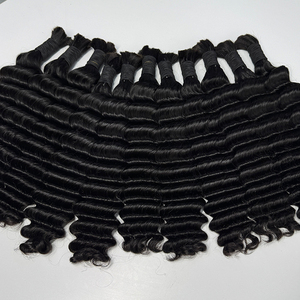 Deep Wave Bulk Human Hair Natural Black No Weft Soft Smooth Texture For Braiding <b>Wig</b> Making And Boho <b>Braids</b> - Product Image 1