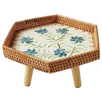 Table basse carrée en rotin fait main de style nordique, en forme de coquille, pour baie vitrée, table d'appoint de canapé, petite table, plateau à fruits, pieds fabriqués en Chine