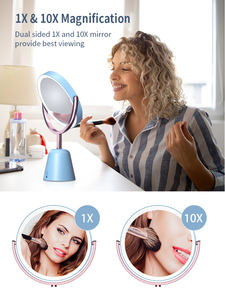 M12 <span class=keywords><strong>Clairol</strong></span> Miroir de Maquillage LED Lumineux Double Face Personnalisé Rotation 360° Grossissement 1X/10X pour Coiffeuse de Bureau - Product Image 5