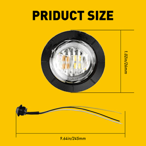 AUXITO 1 Pouce 20x Feux de Position Latéraux Ronds Blanc Ambre Bicolores LED Type Balle pour Camion Remorque - Product Image 5