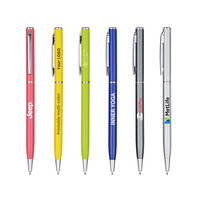 Stylo bille métallique pour commandes en gros, approvisionnement stable, corps fin, encre noire, usage bureau et scolaire, pour la revente, logo personnalisé