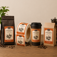 Emballage personnalisé pour produits de café, étiquette autocollante en rouleau, impression d'autocollants OEM