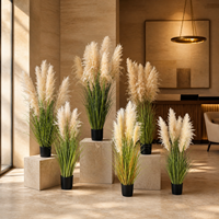 Plumes artificielles de roseaux et d'herbe de la pampa, douces, faites à la main, naturelles, pour la décoration florale de paysages, d'hôtels, d'espaces commerciaux et de vitrines
