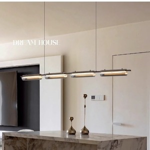 High-End Designer Single-Line French Italian Luxury Dining Table Lamp All-Copper Long Strip <b>Chandelier</b> for Restaurants & Homes - Product Image 6