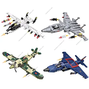 第二次世界大战军用飞机系列A10战斗机套装积木J15战斗机喷火MOC儿童飞机模型玩具