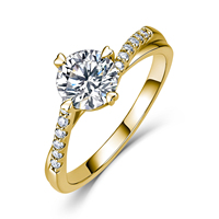Bague Solitaire en Argent Sterling 925 et Moissanite, Plaqué Or Vermeil 2,5 μm, Bijoux Fins pour Femme, Vente en Gros Directe Usine, Fabricant