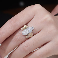 Bague unisexe en or massif avec diamant de laboratoire de forme ovale vintage certifié IGI, forme d'insecte, vente chaude