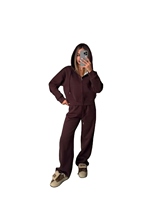 Ensemble jogging décontracté 2 pièces pour femme – Sweat à capuche et pantalon oversize en tissu éponge 100 % coton, respirant, écologique et anti-boulochage