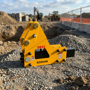 Marteau hydraulique de type latéral SB43 pour excavatrice-chargeuse de 6 à 9 tonnes - Marteau de démolition durable pour béton - Product Image 1