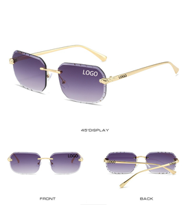 034 <span class=keywords><strong>Occhiali</strong></span> <span class=keywords><strong>da</strong></span> <span class=keywords><strong>Sole</strong></span> Designer Senza Montatura in Metallo Stile Retro Quadrati con Logo Personalizzato UV400 per <span class=keywords><strong>Uomo</strong></span> e Donna di Marchi Famosi - Product Image 3