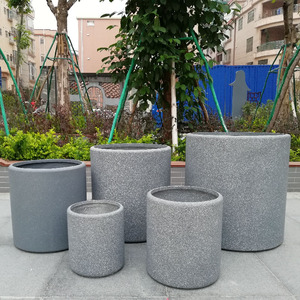 Venta al por Mayor <span class=keywords><strong>de</strong></span> Fábrica: Macetas Cilíndricas Grandes <span class=keywords><strong>de</strong></span> Granito y Hormigón, Ecológicas, Duraderas, Minimalistas, Ligeras y Apilables para Exteriores - Product Image 6