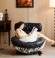 Chaise longue moderne en acier et cuir, canapé inclinable pour la maison, le salon, le balcon, la chambre à coucher, avec rembourrage en coton réglable