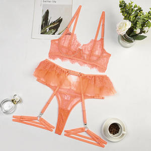 Jn Qsfs Jn Qsfs Sexy Dames Transparant Ondergoed Strass Kanten Wimper <span class=keywords><strong>3</strong></span>-delige Kanten Set Rok Sexy Lingerie - Product Image 6