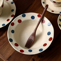 Service de vaisselle en céramique japonaise vintage à pois, façonné à la main, avec décor sous glaçure peint à la main, pour la maison et les cafés
