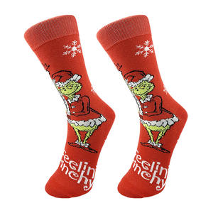 Chaussettes tricotées tendance <span class=keywords><strong>Grinch</strong></span> <span class=keywords><strong>de</strong></span> Noël, directement <span class=keywords><strong>de</strong></span> l'usine, décorations à pois pour couples - Product Image 1