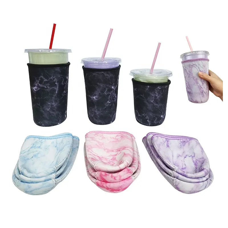 Pronto per la spedizione in neoprene caffè ghiacciato maniche riutilizzabile neoprene caffè manica 32 oz caffè ghiacciato di neoprene può dispositivo di raffreddamento