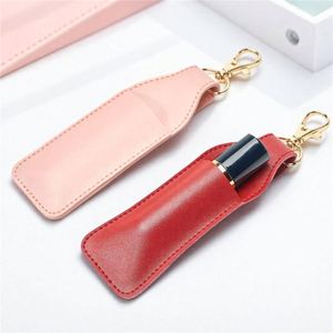 Fashion Personalized PU Leather Lipstick Protective Case Keychain Single Holder Portable Travel <b>Mini</b> Perfume Bottle Storage <b>Bag</b> - Product Image 2