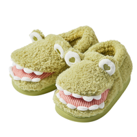 Chaussons en coton - Adorables pantoufles en peluche 3D style dessin animé avec couple de dinosaures amusants et effet chauffant