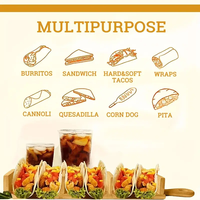 Support à tacos en bambou moderne et durable pour cuisine, personnalisable, pour tacos souples ou durs, idéal pour les fêtes