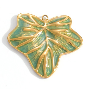 อุปกรณ์ตกแต่งเครื่องประดับสแตนเลส รูปทรงผสมผสาน ดีไซน์ดอกไม้และใบไม้เคลือบสี สำหรับทำสร้อยคอ ชิ้นส่วน DIY ขนาด 33 มม. - Product Image 5