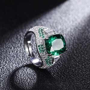 Fashion Jewelry Eco-friendly Copper 10*12MM Blue Zircon Imitation Blue Glass Rhinestone <b>Square</b> <b>Adjustable</b> Rings for Women - Product Image 5