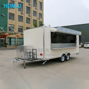 HONLU remolque para comida rapida烧烤食品卡车移动食品拖车20英尺，带悬挂风扇和相机