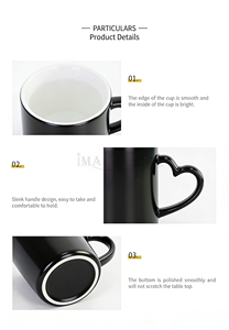 <span class=keywords><strong>Tasse</strong></span> en céramique 11 oz promotionnelle avec poignée cœur magique, sublimation, changement de couleur, impression par transfert thermique, surface mate - Product Image 4