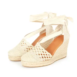 Alpargata de verano de <span class=keywords><strong>cuerda</strong></span> de cáñamo, <span class=keywords><strong>sandalias</strong></span> de cuña de <span class=keywords><strong>plataforma</strong></span> alta para mujer - Product Image 1
