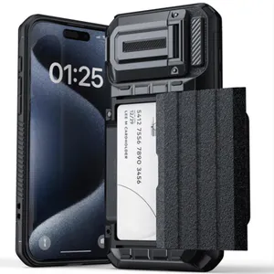 for iPhone 15 pro max cover Slide Wallet Credit Card Slot TPU Phone Holder Case for iPhone 14 13 12 Pro Max bracket phone case