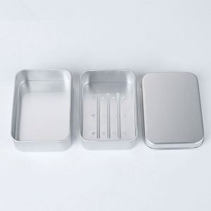 Custom Logo Portable Drain Layer Aluminium Tin Soap Box <b>Empty</b> Container Tin Soap Case <b>Boxes</b> Travel Soap Holder - Product Image 2