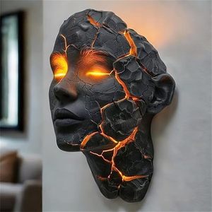 Hot Sale Cracked <strong>Soul</strong> Wall <strong>Light</strong> Realistic Human Face Art Resin Room Hallway Ambient Decoration Creative Night <strong>Light</strong> - Product Image 4