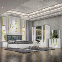 Meubles de chambre à coucher de style commercial moderne pour villa, vente en gros d'usine, options de rangement personnalisées, design miroir, finition ultra brillante