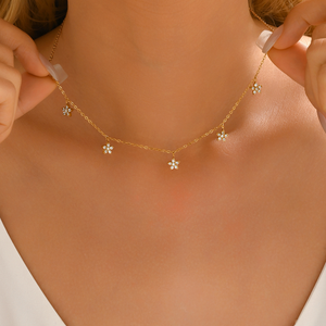 Conjunto de collar y pulsera con colgante de flor de Zirconia cúbica, collar de moda, joyería de acero inoxidable, uso diario, joyería de moda para mujer - Product Image 2