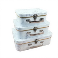 Kinder-Kartonkoffer Geschenkbox mit Lackierung Großhandel Maßgefertigte Handgehaltene Marmor-Aufbewahrungsbox Brautjungfern-Blumenkoffer