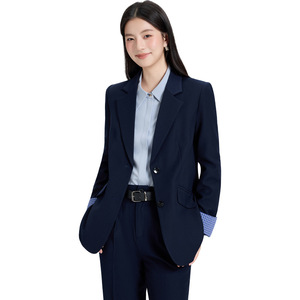 Women's Long Sleeve Suit Set Solid Color Polyester Anti-Wrinkle Slim Fit Formal Workwear for Office and Interviews - Product Image 5